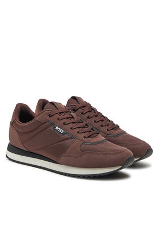 BOSS Sneakersy Kai 50529542 Brązowy. Kolor: brązowy. Materiał: skóra, zamsz