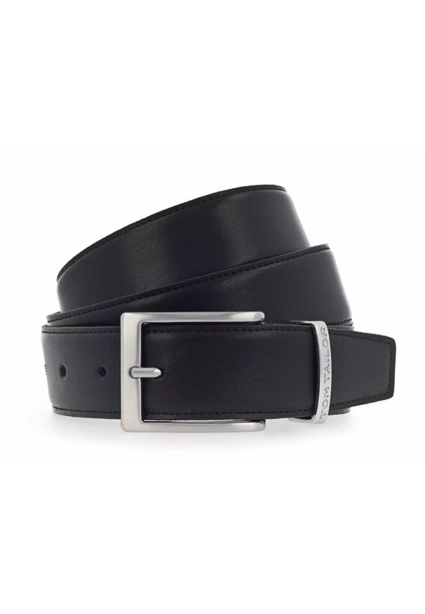 Tom Tailor - TOM TAILOR MĘSKI PASEK SKÓRZANY NA BOLEC SKÓRA TG1069R45/790 35mm Gürtel Q.1645 0790 BLACK. Materiał: skóra. Wzór: paski. Styl: klasyczny, elegancki