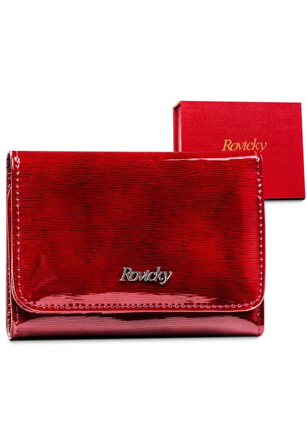 ROVICKY - Portfel lakierowany Rovicky [DH] 8813-SH czerwony. Kolor: czerwony. Materiał: lakier
