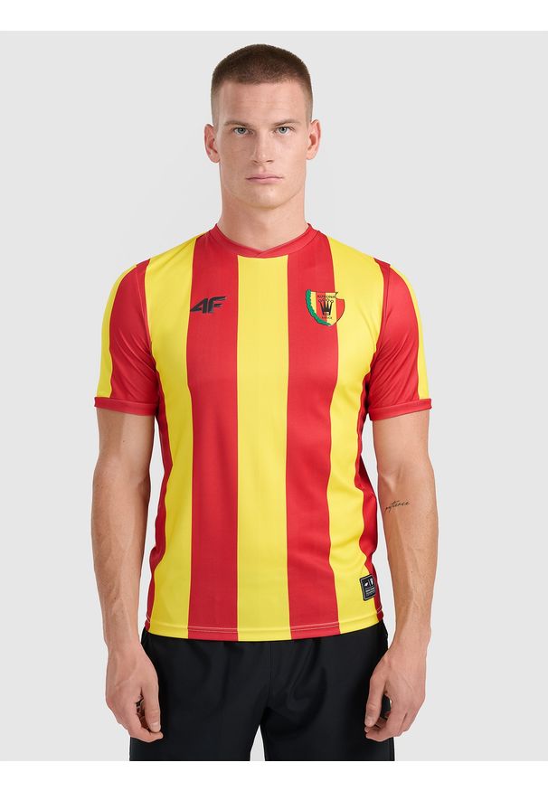 4f - 4F Koszulka klubowa domowa z sezonu 2025/26 męska 4F x Korona Kielce - multikolor S. Okazja: do domu. Kolor: wielokolorowy. Materiał: dzianina, włókno. Długość: długie. Styl: klasyczny, sportowy