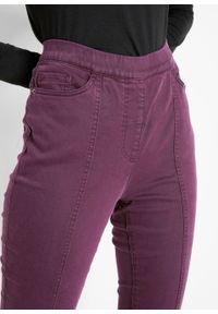 Spodnie ze stretchem ze szwami wyszczuplającymi optycznie sylwetkę i wygodnym paskiem w talii bonprix czarny bez. Kolor: fioletowy. Materiał: wiskoza, materiał, bawełna, lyocell, elastan, poliester #4