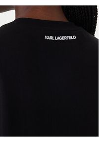 Karl Lagerfeld - KARL LAGERFELD T-Shirt B1W17030 Czarny Regular Fit. Typ kołnierza: dekolt w karo. Kolor: czarny. Materiał: bawełna #5