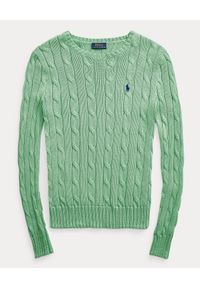 Ralph Lauren - RALPH LAUREN - Jasnozielony sweter z logo Slim fit. Typ kołnierza: polo. Kolor: zielony. Materiał: materiał. Długość rękawa: długi rękaw. Długość: długie. Wzór: ze splotem #5