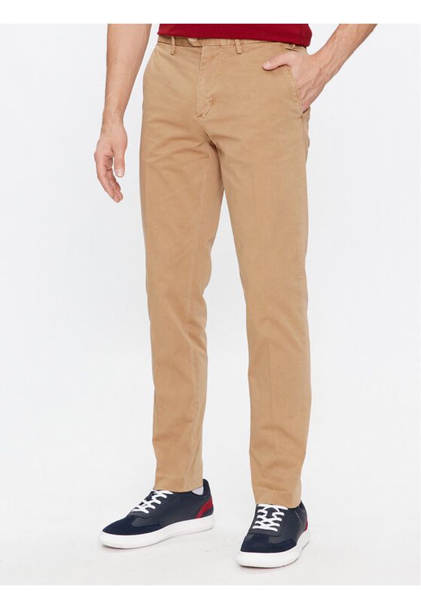 TOMMY HILFIGER - Tommy Hilfiger Spodnie materiałowe Hampton MW0MW32568 Beżowy Slim Fit. Kolor: beżowy. Materiał: bawełna