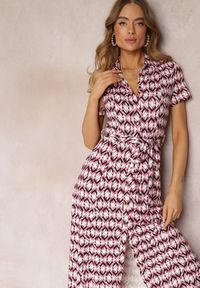 Renee - Fuksjowa Sukienka Mamci Koszulowa Wiązana w Pasie Maevana. Okazja: na co dzień, na imprezę. Kolor: różowy. Materiał: wiskoza. Długość rękawa: krótki rękaw. Typ sukienki: koszulowe. Styl: casual, elegancki