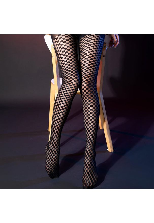 Intica - Rajstopy z graficznym wzorem eleganckie na co dzień i specjalne okazje Dimitria. Kolor: czarny. Materiał: tkanina, materiał