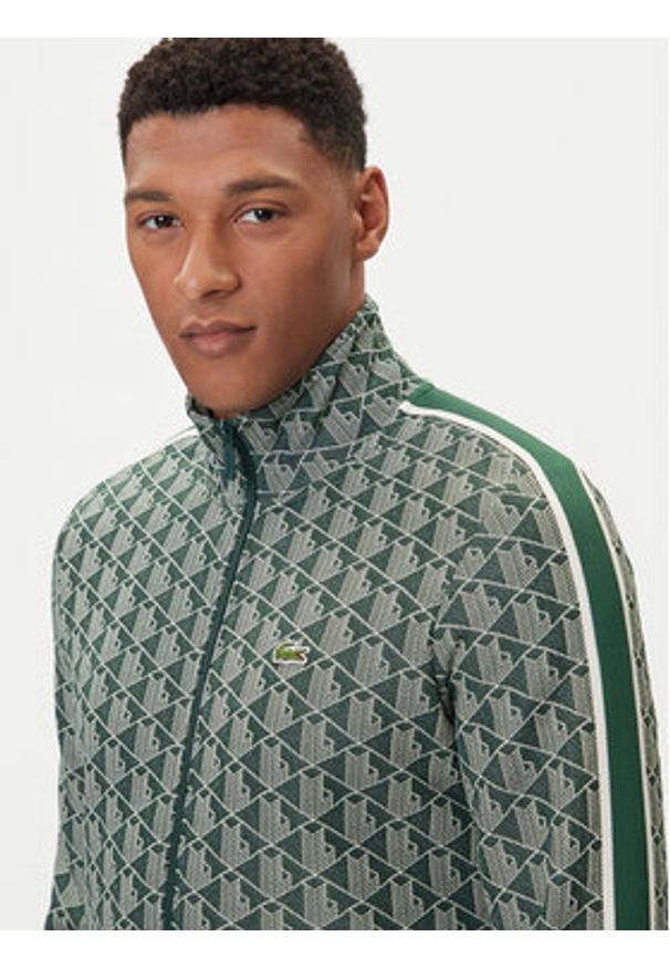 Lacoste Bluza SH1368 Zielony Regular Fit. Kolor: zielony. Materiał: syntetyk, bawełna