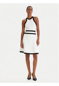 Karl Lagerfeld - KARL LAGERFELD Sukienka dzianinowa B1W13004 Biały Regular Fit. Typ kołnierza: dekolt w karo. Kolor: biały. Materiał: syntetyk #5