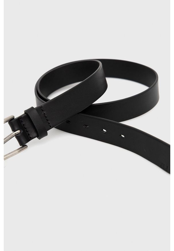 Jack & Jones pasek skórzany męski kolor czarny. Kolor: czarny. Materiał: skóra