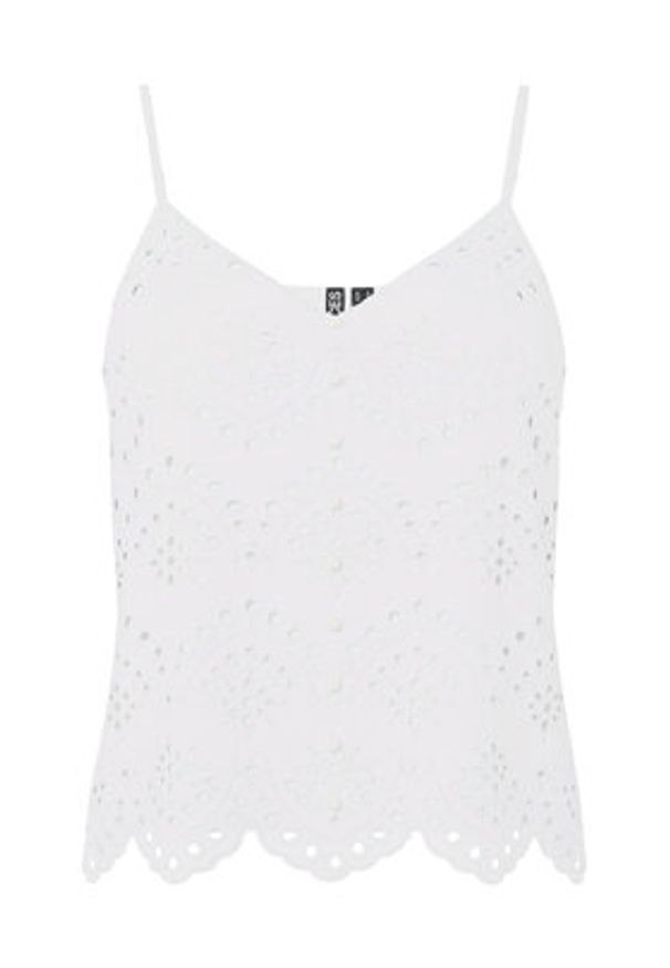 Pieces Top Vilde 17156563 Biały Regular Fit. Kolor: biały. Materiał: bawełna