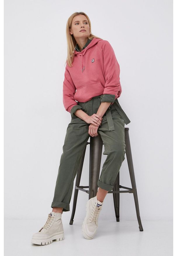 Fila - Bluza. Typ kołnierza: kaptur. Kolor: różowy. Materiał: bawełna. Długość rękawa: raglanowy rękaw