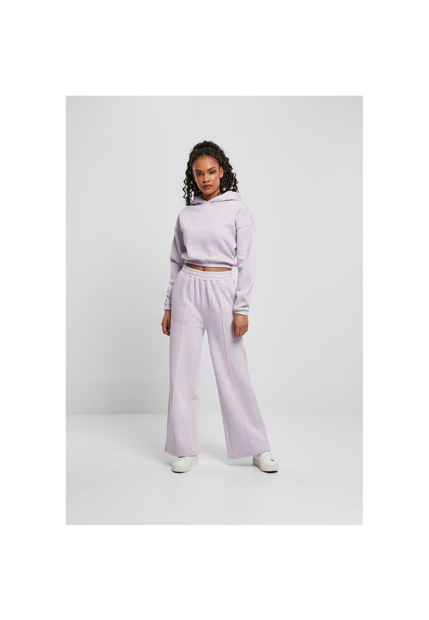 Spodnie damskie Urban Classics straight pin tuck-duże rozmiary. Kolor: fioletowy. Długość: długie