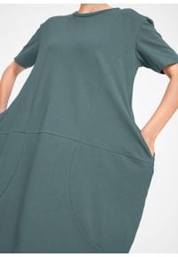 Sukienka bawełniana oversize, rękawy 1/2 bonprix zielony eukaliptusowy. Kolor: zielony. Materiał: bawełna. Typ sukienki: oversize #5