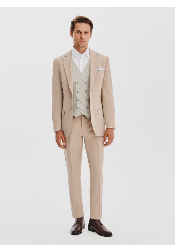 Pako Lorente - PAKO LORENTE – Beżowa marynarka męska. Kolor: beżowy. Materiał: poliester, wiskoza, elastan