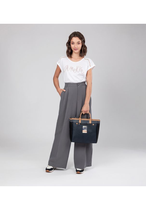 Granatowa Torebka Damska Do Ręki i Na Ramię Anekke Hollywood. Kolor: niebieski. Styl: elegancki, casual, biznesowy. Rodzaj torebki: do ręki