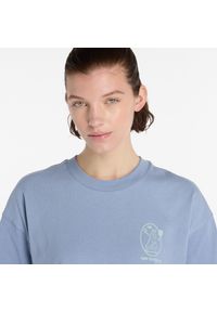 Koszulka damska New Balance WT51940DUS – niebieska. Kolor: niebieski. Materiał: bawełna, materiał. Wzór: napisy #3