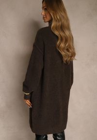 Renee - Brązowa Dzianinowa Sukienka z Dodatkiem Wełny o Pudełkowym Kroju Nesava. Okazja: na co dzień. Kolor: brązowy. Materiał: dzianina, wełna. Typ sukienki: proste. Styl: casual #3