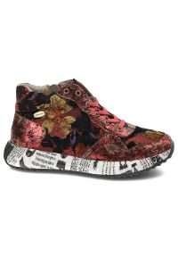 Czerwone Sneakersy Laura Vita Eleganckie Obuwie Damskie. Zapięcie: sznurówki. Kolor: czerwony. Materiał: materiał. Szerokość cholewki: normalna. Wzór: aplikacja, kwiaty, nadruk. Styl: elegancki #6