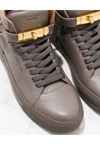 BUSCEMI - Brązowe sneakersy ze skóry 100MM. Kolor: brązowy. Materiał: skóra. Szerokość cholewki: normalna. Wzór: aplikacja #3