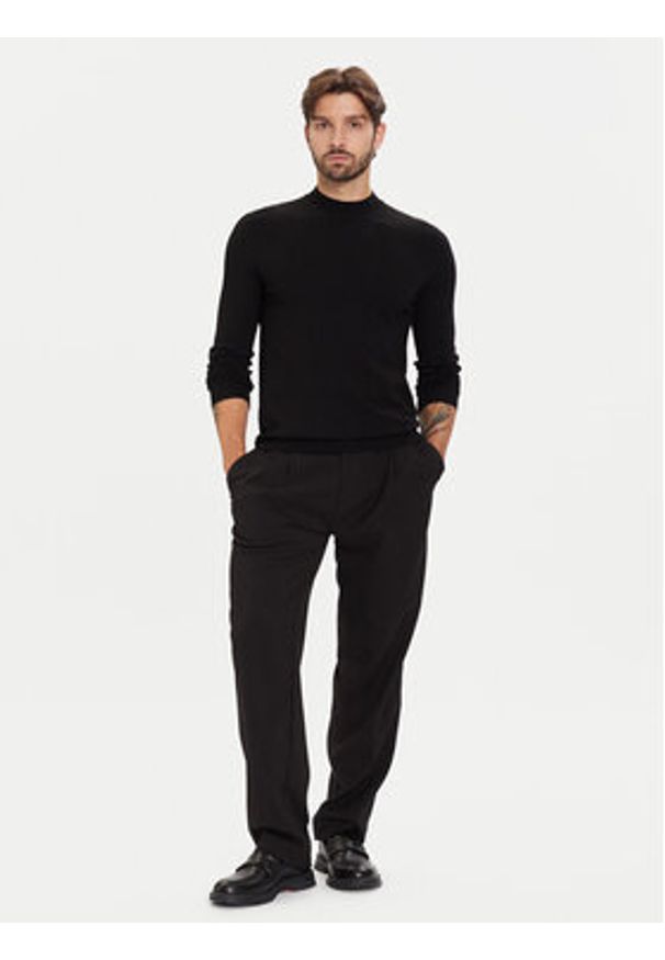 Hugo - HUGO Sweter San Marc 50546856 Czarny Slim Fit. Kolor: czarny. Materiał: wiskoza