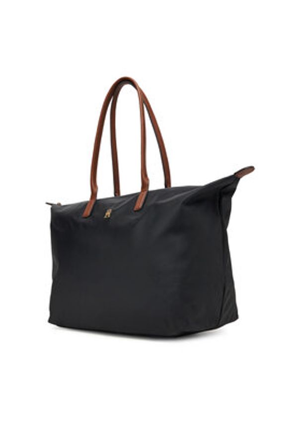 TOMMY HILFIGER - Tommy Hilfiger Torebka Popette Maxi Tote AW0AW17996 Czarny. Kolor: czarny. Materiał: skórzane