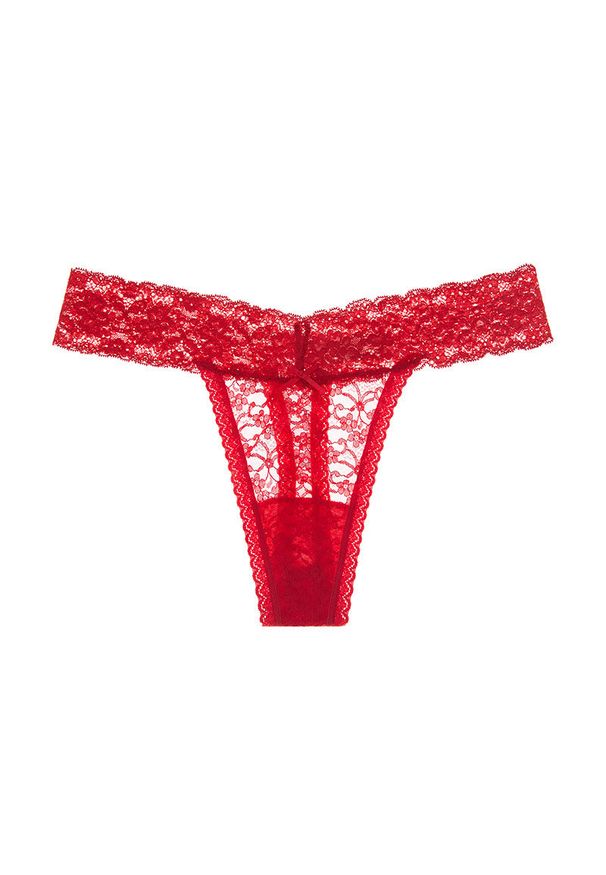 Intica - Stringi koronkowe z subtelnym wzorem na wyjątkowe okazje Izetta. Kolor: czerwony. Materiał: koronka. Wzór: koronka