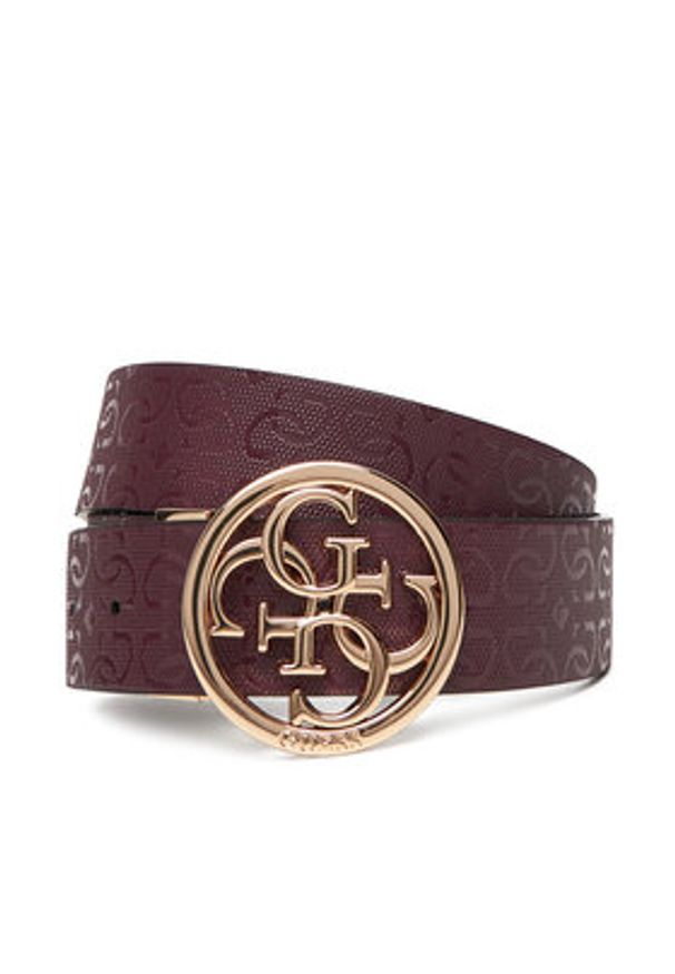 Guess Pasek Damski BW9301 P5435 Bordowy. Kolor: czerwony. Materiał: skóra