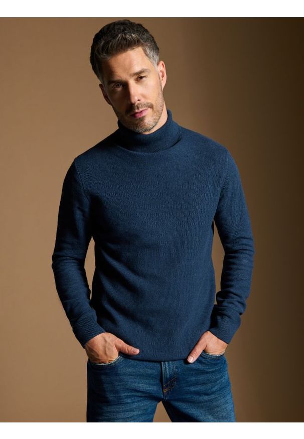 Sinsay - Sweter z golfem - niebieski. Typ kołnierza: golf. Kolor: niebieski