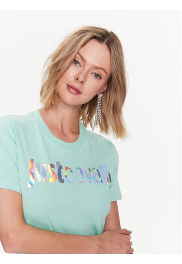 Just Cavalli Sukienka codzienna 74PBOG00 Zielony Regular Fit. Okazja: na co dzień. Kolor: zielony. Materiał: bawełna. Typ sukienki: proste. Styl: casual