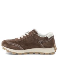 Sneakersy damskie S.Barski, sportowy fason sznurowanie stabilna podeszwa dobra przyczepność wygodna konstrukcja miękkie wnętrze, brązowe, LR61-7097. Okazja: na co dzień. Zapięcie: sznurówki. Kolor: brązowy. Materiał: jeans, zamsz. Szerokość cholewki: normalna #7