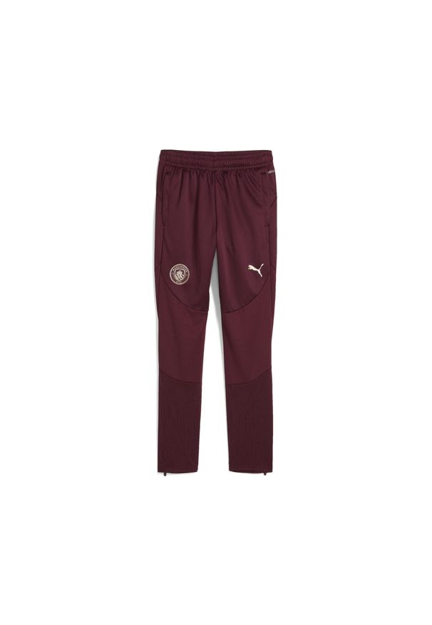 Puma - Młodzieżowe spodnie treningowe Manchester City PUMA Dark Jasper Red. Kolor: czerwony. Sport: piłka nożna