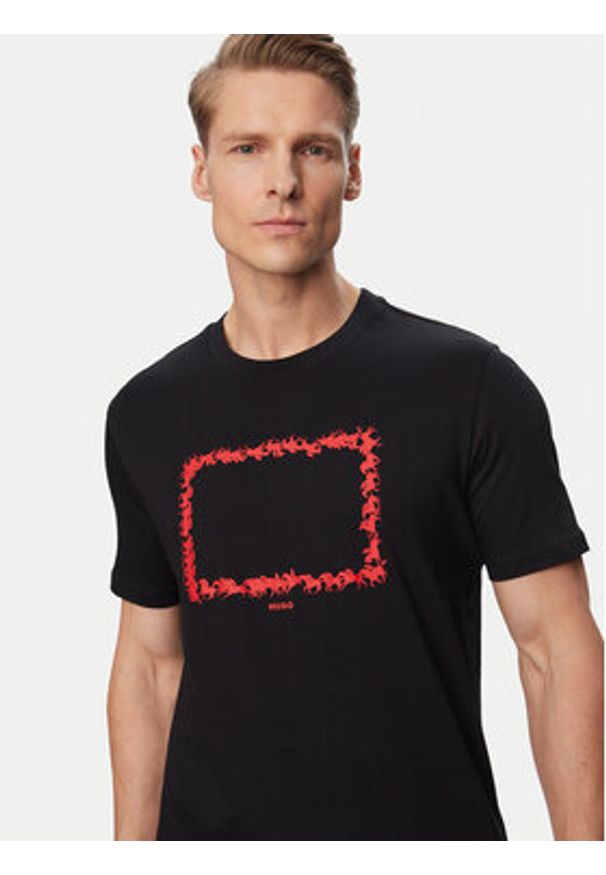 Hugo - HUGO T-Shirt Duhorse 50557684 Czarny Regular Fit. Kolor: czarny. Materiał: bawełna