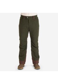 SOLOGNAC - Spodnie myśliwskie Solognac Warm 900 wełna. Kolor: zielony, brązowy, wielokolorowy. Materiał: wełna #1