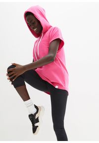 bonprix - Bluza z kapturem oversize. Typ kołnierza: kaptur. Kolor: różowy. Długość rękawa: bez rękawów #1