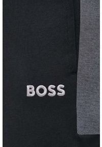BOSS spodnie dresowe kolor czarny z aplikacją. Kolor: czarny. Materiał: dresówka. Wzór: aplikacja #2