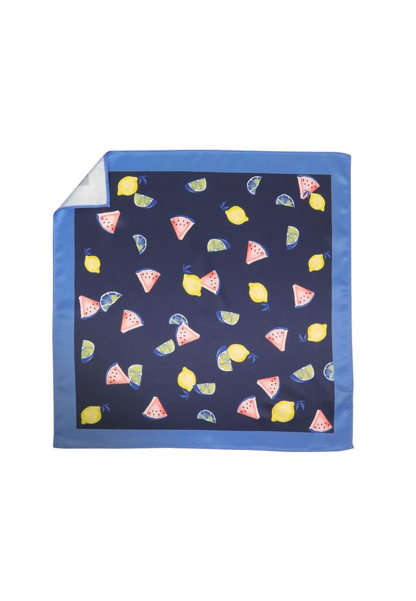 Modini - Granatowa poszetka w owoce E235. Kolor: niebieski