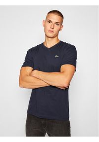 Lacoste T-Shirt TH2036 Granatowy Regular Fit. Kolor: niebieski. Materiał: bawełna
