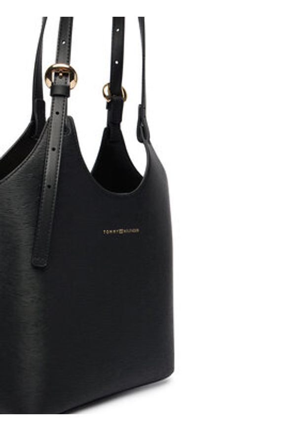 TOMMY HILFIGER - Tommy Hilfiger Torebka Th Modern Mini Tote AW0AW18617 Czarny. Kolor: czarny. Materiał: skórzane