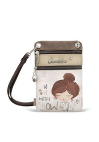 Torebka damska Anekke, z dekoracyjnym nadrukiem i metalowym logo zapinana na suwak wyposażona w dwie praktyczne kieszenie z przodu oraz regulowany pa. Kolor: beżowy. Wzór: nadruk. Styl: casual, elegancki, klasyczny. Rodzaj torebki: na ramię #7