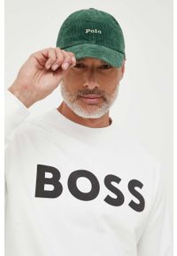 BOSS Orange - Boss Orange bluza bawełniana męska kolor beżowy z nadrukiem. Kolor: beżowy. Materiał: bawełna. Wzór: nadruk #3