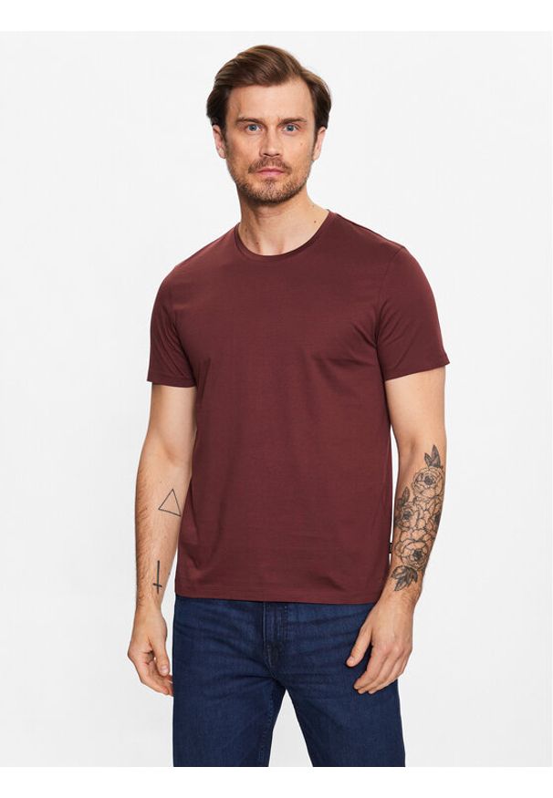 BOSS - Boss T-Shirt 50468395 Bordowy Slim Fit. Kolor: czerwony. Materiał: bawełna