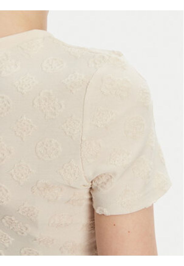 Guess T-Shirt V5GP21 KCT02 Beżowy Regular Fit. Kolor: beżowy. Materiał: syntetyk