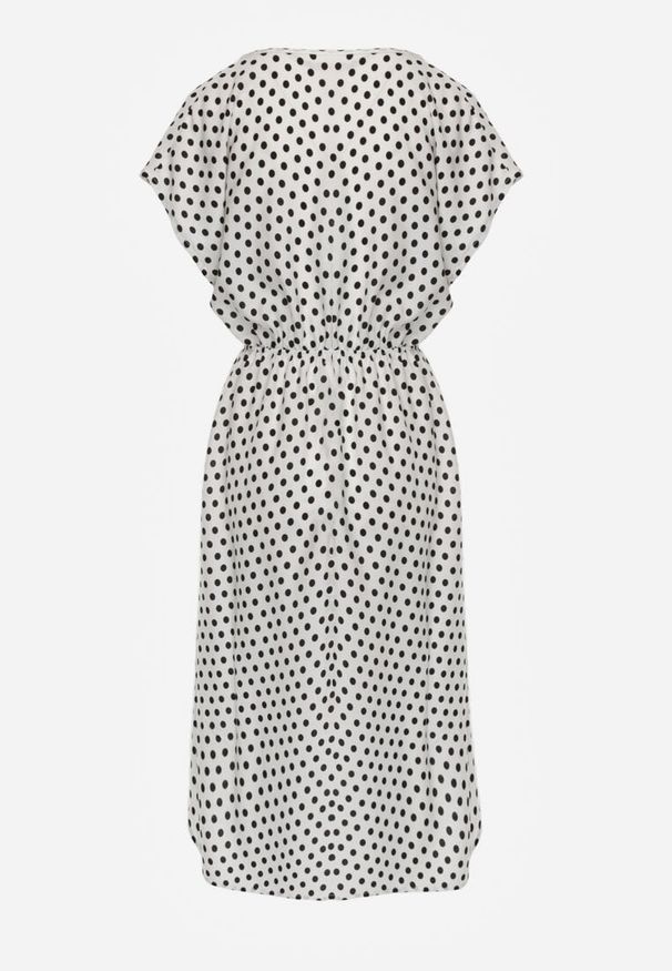 Renee - Biało-Czarna Sukienka z Bawełny o Rozkloszowanym Kroju z Gumką w Talii Emilla. Okazja: na co dzień, na spotkanie biznesowe, do pracy. Kolor: biały. Materiał: bawełna. Długość rękawa: krótki rękaw. Typ sukienki: rozkloszowane. Styl: casual, biznesowy, elegancki