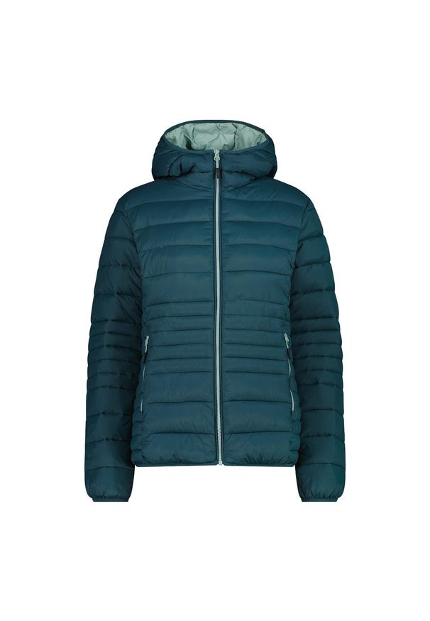 Kurtka puchowa z kapturem na zamek Sorona Aura damska CMP. Typ kołnierza: kaptur. Kolor: zielony. Materiał: puch. Sezon: zima. Sport: turystyka piesza