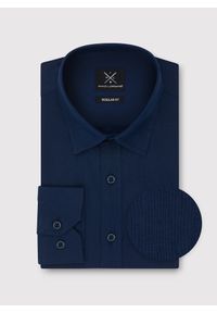 Pako Lorente - PAKO LORENTE - Granatowa koszula męska z lnem. Kolor: niebieski, biały. Materiał: len. Długość rękawa: długi rękaw. Długość: długie. Sezon: wiosna #4