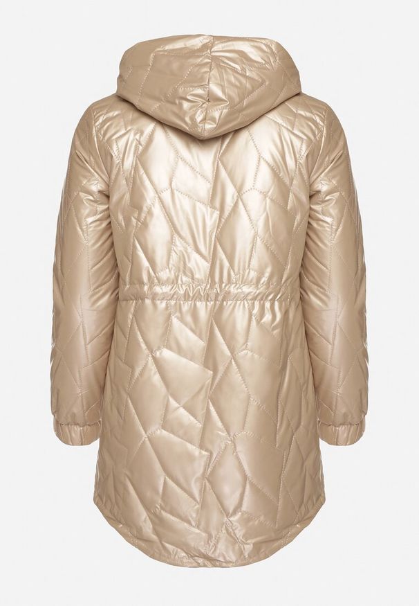 Born2be - Złota Kurtka Pikowana Parka z Nieodpinanym Kapturem Oferra. Kolekcja: plus size. Kolor: złoty