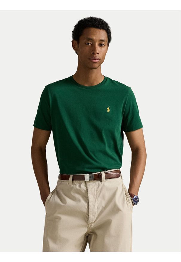 Polo Ralph Lauren T-Shirt 710671438461 Zielony Custom Slim Fit. Typ kołnierza: polo. Kolor: zielony. Materiał: bawełna
