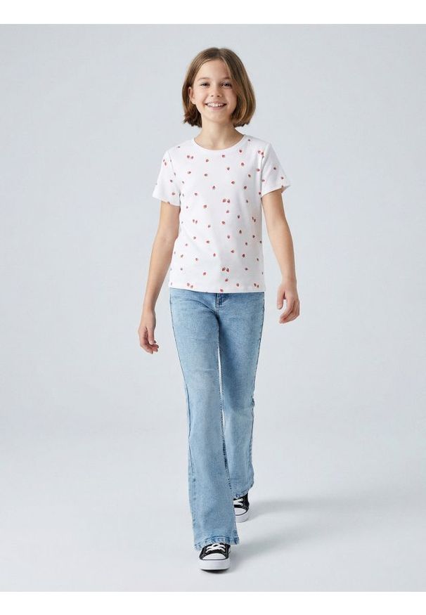 Sinsay - Jeansy flare z efektem sprania - niebieski. Kolor: niebieski