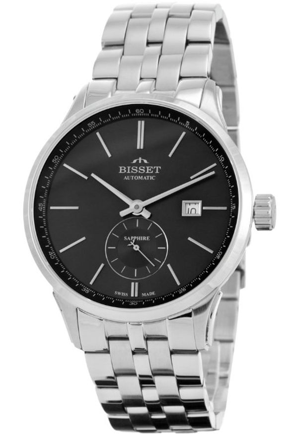 Zegarek Bisset Męski zegarek AUTOMAT szafirowe szkło srebrny. Kolor: srebrny, niebieski, wielokolorowy