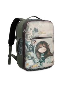 Beżowy Damski Plecak Podróżny Anekke Z Laleczką. Kolor: beżowy. Wzór: nadruk, haft. Styl: casual #1